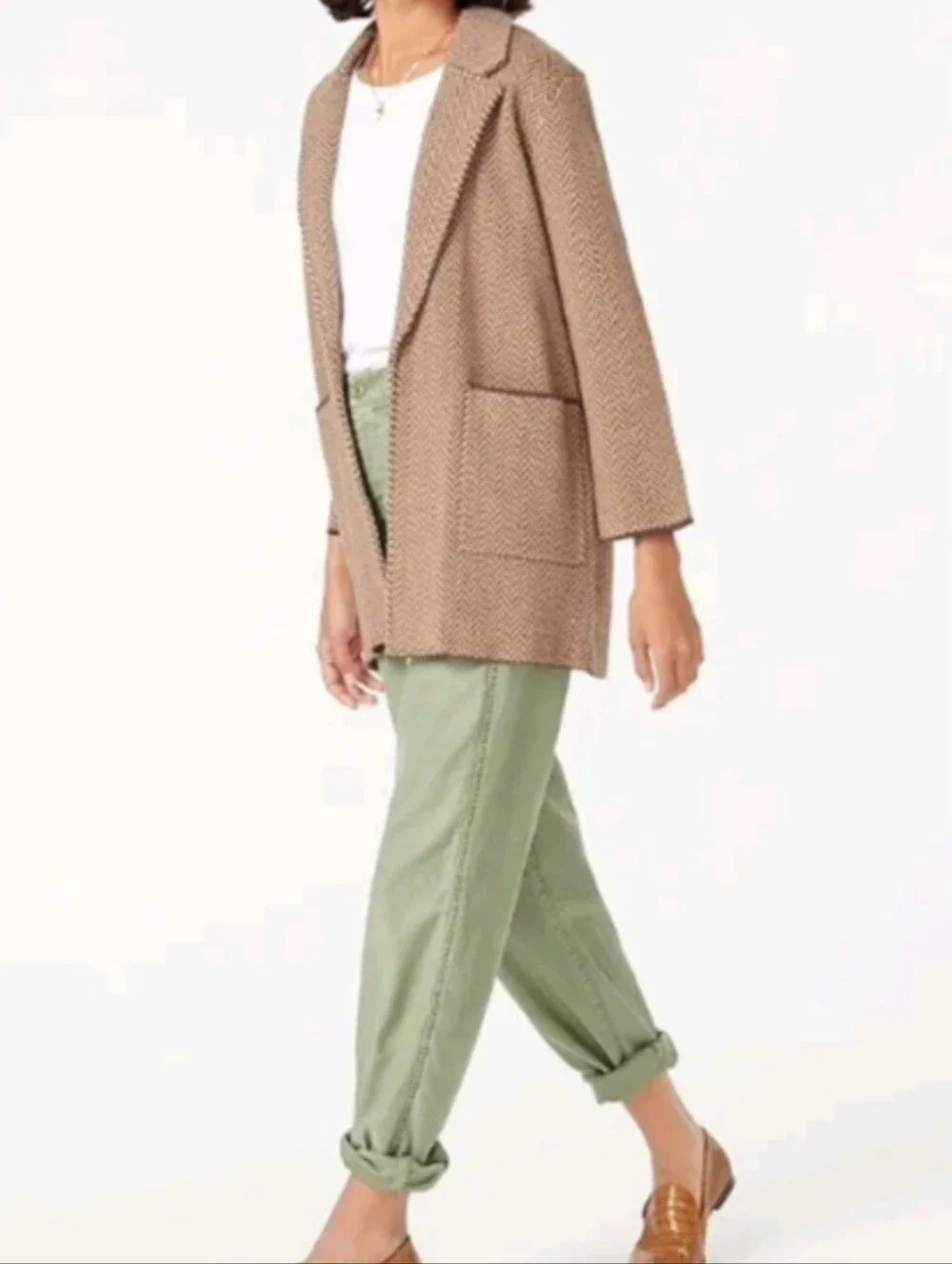 🛍 J. Crew Sophie Open Front Chevron Merino Wool Blend Sweater Blazer Size XS